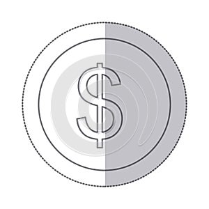 middle shadow monochrome circle with currency symbol of dollar photo