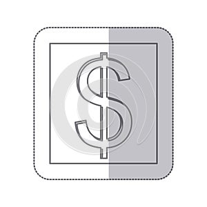 middle shadow monochrome square with currency symbol of dollar photo