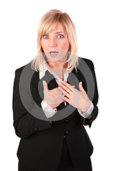 Middleaged business woman surprised