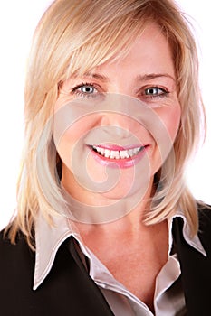 Middleaged businesswoman face close-up photo