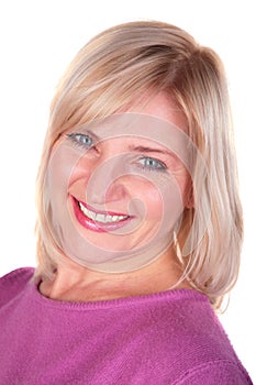 Middleaged woman face close-up photo