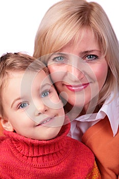 Middleaged woman with kid