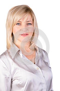 Middleaged woman in light blouse