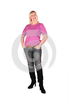 Middleaged woman stands photo