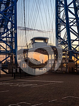 Middlesbrough Transporter Bridge Gondola at sunrise