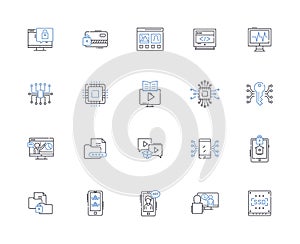 Middleware line icons collection. Integration, Platform, Infrastructure, Connectivity, Gateway, Broker, Mediation vector