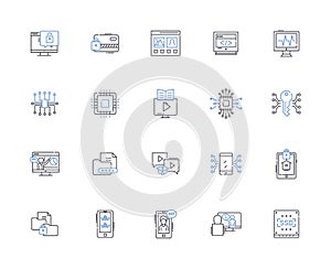 Middleware line icons collection. Integration, Platform, Infrastructure, Connectivity, Gateway, Broker, Mediation vector photo