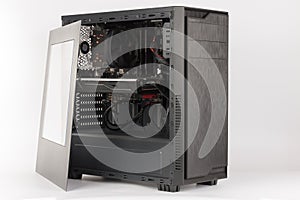 Midi tower computer case with transparent acryl side photo