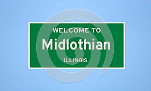 Midlothian, Illinois city limit sign. Town sign from the USA. photo
