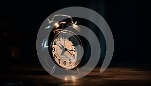 Midnight alarm bell rings, waking up old clock generated by AI