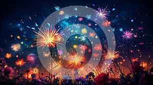 Midnight Fireworks: A Spectacular Display of Color and Light photo