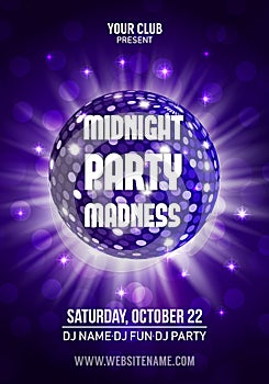 Midnight Madness Party. Template poster. Vector illustration