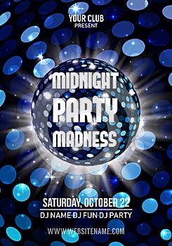 Midnight Madness Party. Template poster. Vector illustration