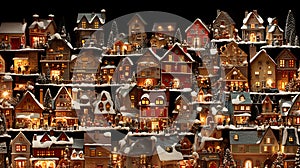 Midnight Magic: Christmas Village with Houses and Snowflakes Collection