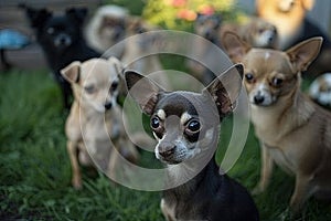 The Midnight Mutts: A pack of mischievous pups, led by the cunning Chihuahua, Generative AI