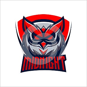 MIDNIGHT NOCTURNAL OWL MASCOT LOGO VECTOR ILLUSTRATION