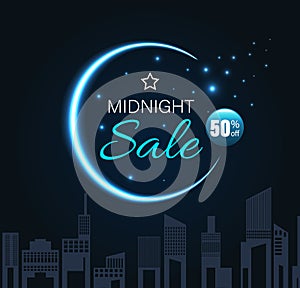 Midnight sale with crescent moon