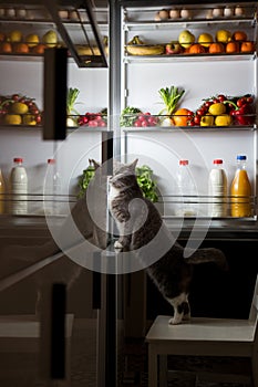 Midnight snack, looking into fridge