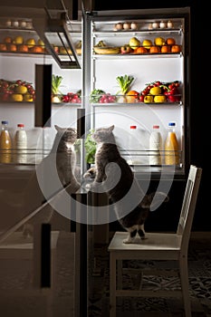 Midnight snack, looking into fridge