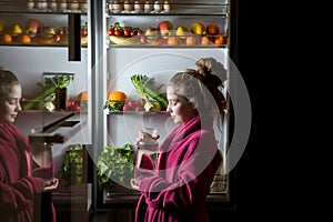 Midnight snack, looking into fridge