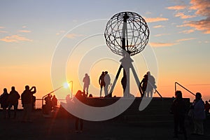 Midnight sun on the North Cape, the northernmost part of Europe