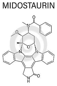 Midostaurin molecule. Skeletal formula.