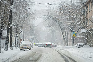 In the midst of an abnormally cold winter, the frozen street exudes an icy atmosphere