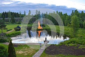 Midsummer bonfire in Juokslahti, Finland