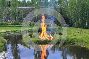 Midsummer bonfire in Juokslahti, Finland