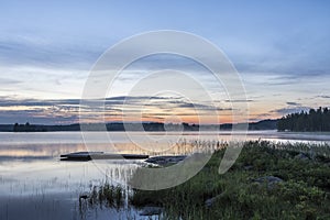 Midsummer night next to lake in Finland