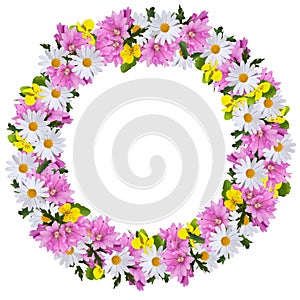 Midsummer wreath with Daisies Mallow and Violet for celebrating midsummer