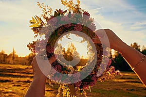 Midsummer wreath from meadow flowers