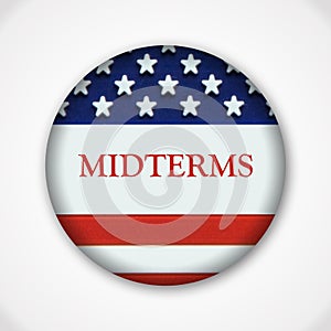 Midterm election pin button badge with american flag photo