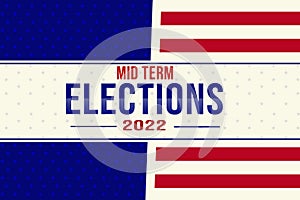 Midterm Elections background with American flag colors and stars. United States November elections wallpaper