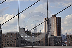 Midtown Manhattan from Brooklyn Bridge over East River from New York City in United States