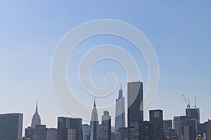 Midtown Manhattan Skyline with a Large Clear Blue Sky Background in New York City