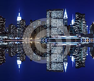 Midtown Manhattan Skyline At Night