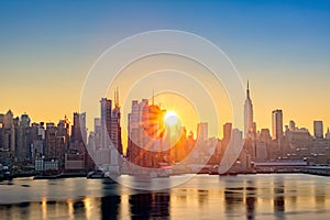 Midtown Manhattan skyline at sunrise