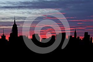 Midtown Manhattan skyline at sunset illustration