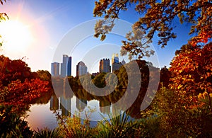 Midtown Reflection in Lake, Atlanta photo