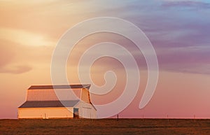 Midwest Barn at Sunset