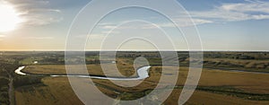 Midwest river valley sunset panorama