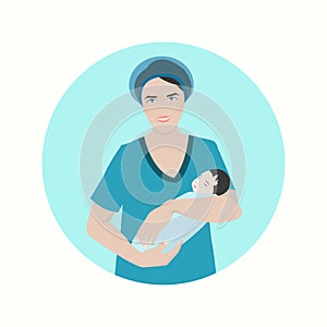 Midwife with a baby