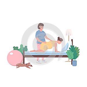 Midwife help flat color vector faceless character