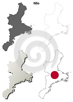 Mie blank outline map set