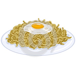 Mie Goreng Fried Noodle Drawing Vector Illustration