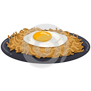 Mie Goreng Fried Noodle with Egg Vector Illustration
