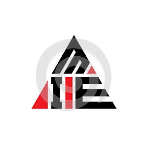 MIE triangle letter logo design with triangle shape. MIE triangle logo design monogram. MIE triangle vector logo template with red