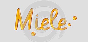 Miele, italian word for honey, 3d illustration, creative alphabet