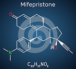 Mifepristone, molecule. It is progestational, glucocorticoid hormone antagonist, emergency contraceptive agent. Structural